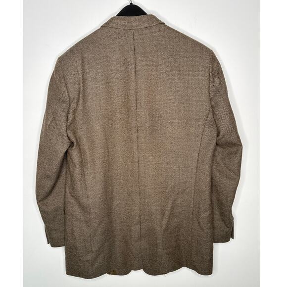 1990s Lord & Taylor Pure Wool Brown Houndstooth Blazer Men’s 42L - Picture 3 of 13